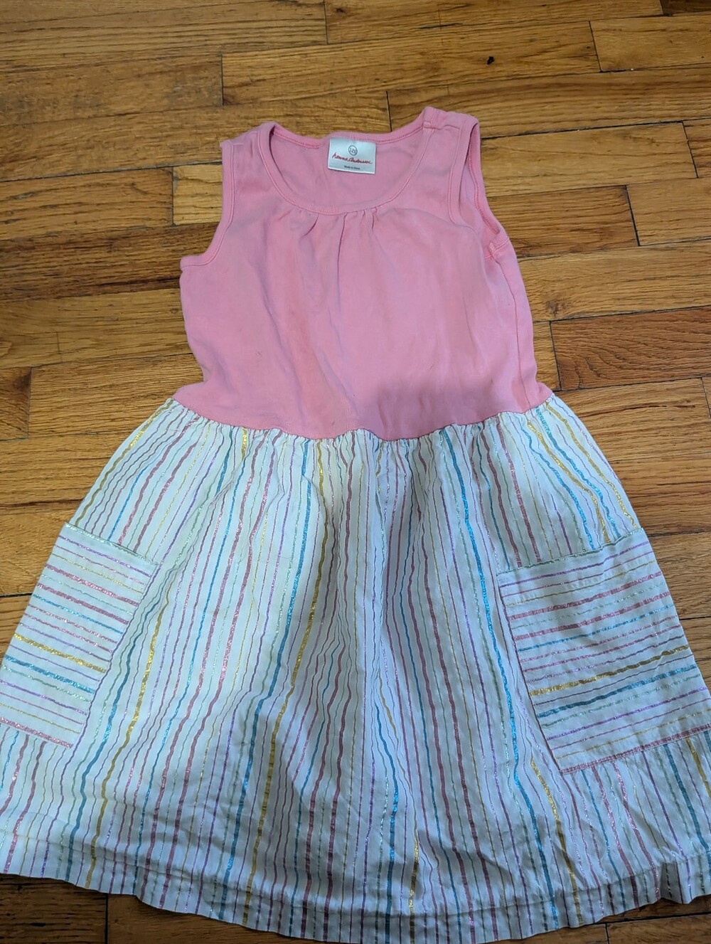 Hanna Andersson Pink and Rainbow Stripe Dress